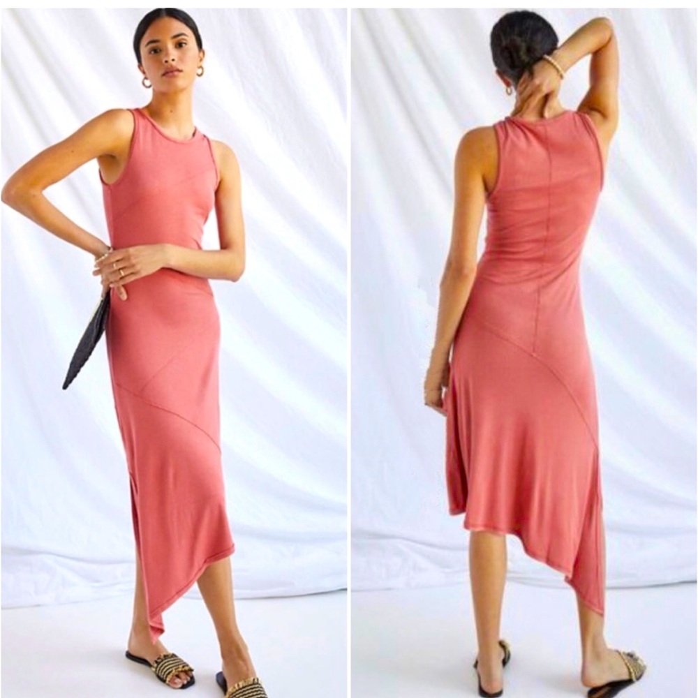 🆕 BORDEAUX Seamed Asymmetrical Maxi Dress